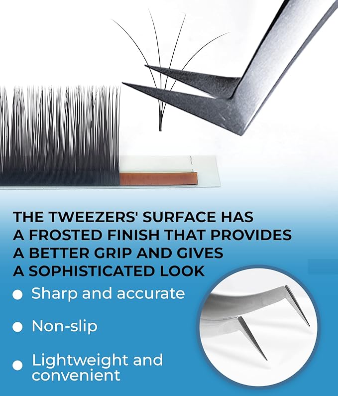 Stacy Lash STL-5 Eyelash Extension Tweezers/Supplies for Volume Extensions & Premade Fans/Precision Tool for False Lashes Application/Beauty Accessories/Curved Tweezer Tip/Eyelashes Tools