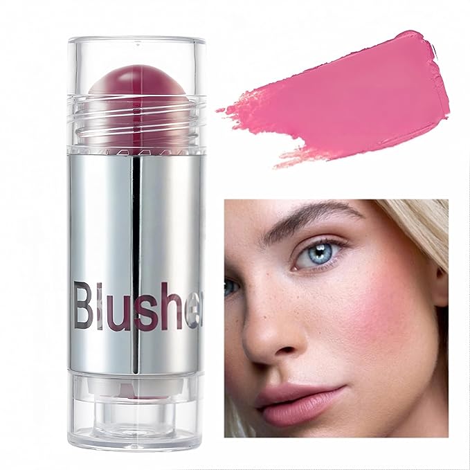 8 Color Multi-use Face Cream Blush Stick for Cheeks, Hydrating Long Lasting Makeup Blush Highlighter Stick for Cheeks Eyes Lips for Women(05)