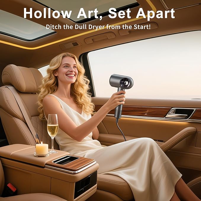 Hair Dryer, High-Speed Ionic Low Noise Blow Dryer with Diffuser for Fast Drying, Professional 500 Millions Negative Ionic Thermo-Control Hairdryer, Travel with Magnetic Diffuser & Nozzle