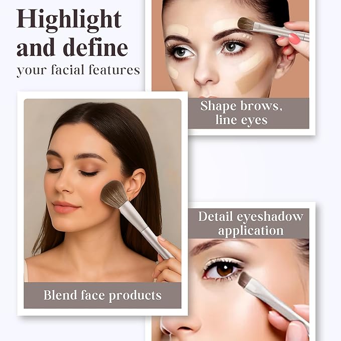 Makeup Brush Set (15 Pieces) - Includes Foundation, Powder, Concealers, Highlighter, Contour, Eye Shadows & Blush Makeup Brushes - Face & Eye Make Up Brushes with Synthetic Bristles