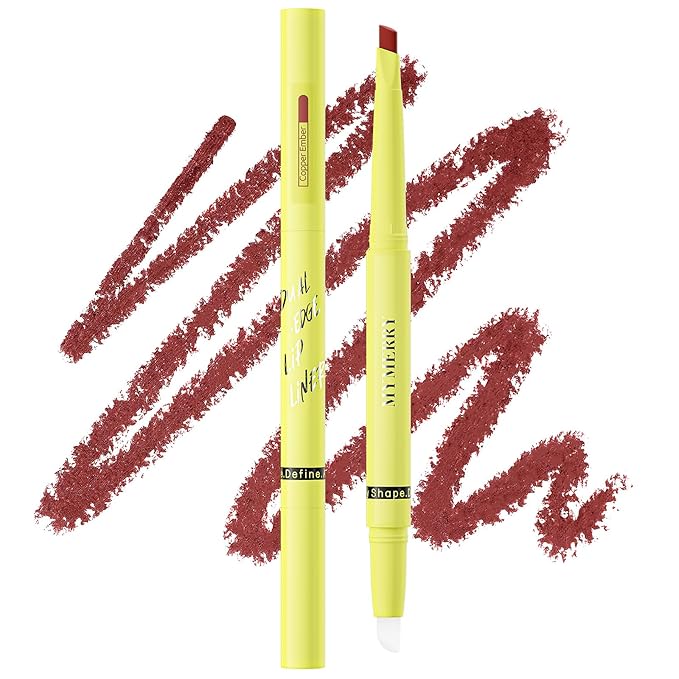 2-in-1 Lip Filler Liner w/Blending Tip, Creamy Matte Lip Pencil for Defining, Shaping & Featherproof Lock, Infused Jojoba Oil & Vitamin E, Vegan & Cruelty-Free, Copper Ember