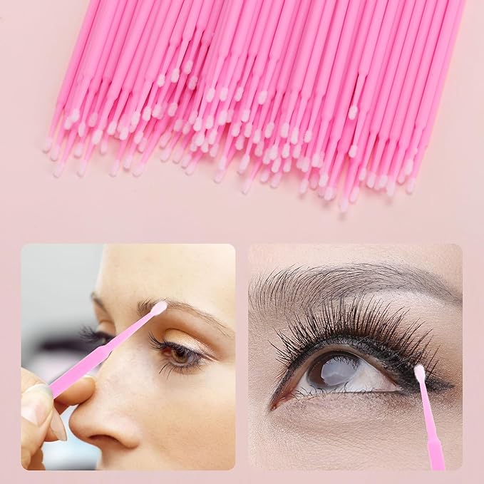 Tbestmax 2000 Pcs Micro Applicator Brush, Micro Swabs, Disposable Eye Lashes Mascara Wands for Eyelash Extension - Pink