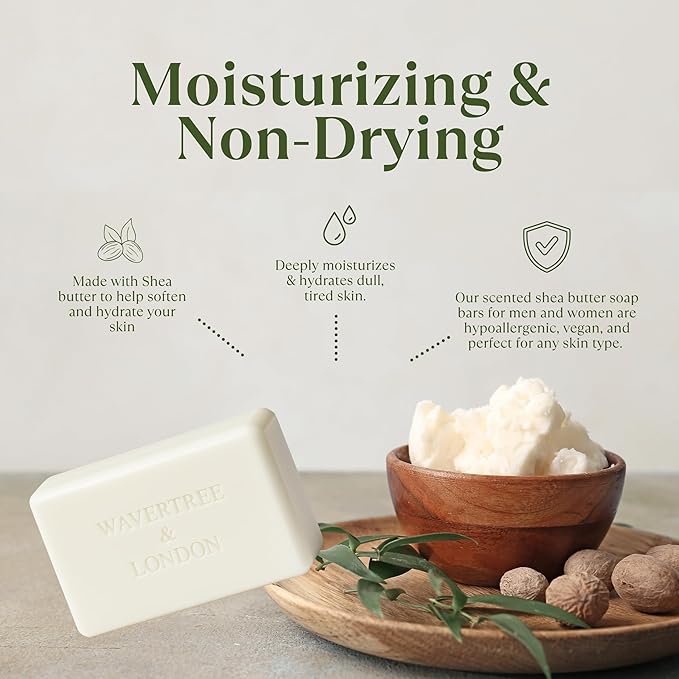 Wavertree & London Assorted Floral Scents Natural Soap Bars (Pack of 8), 7oz Moisturizing Triple Milled Soap Bars Enriched with Shea Butter and Pure Plant Oils | All Body & Bath Soap