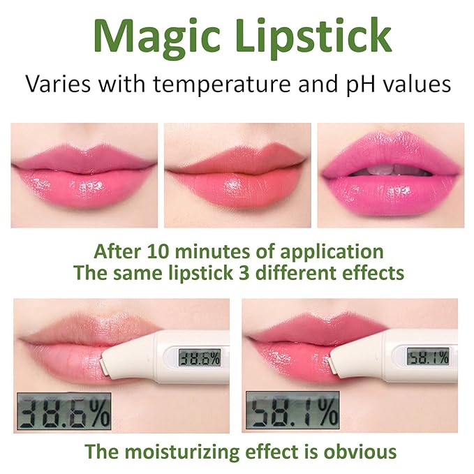 2PCS Jelly Lipstick,Moisturizing Color Changing Lip Balm Lipstick,Waterproof Temperature Color Change Lip Gloss (B)