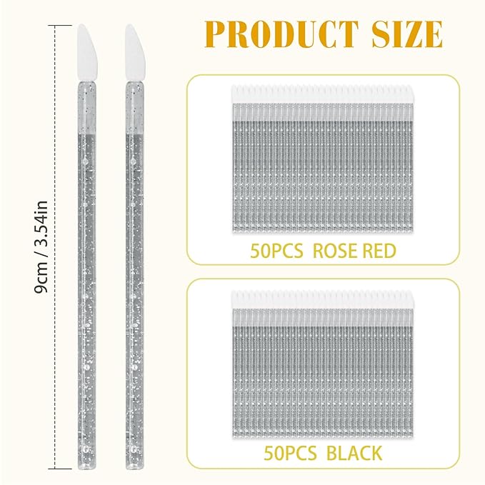Unaone Lip Wands - 100PCS Disposable Lip Brushes for Lipstick, Lip Balms, Lip Gloss, Lip Scrubs and Concealer, Perfect Makeup Applicators Tool