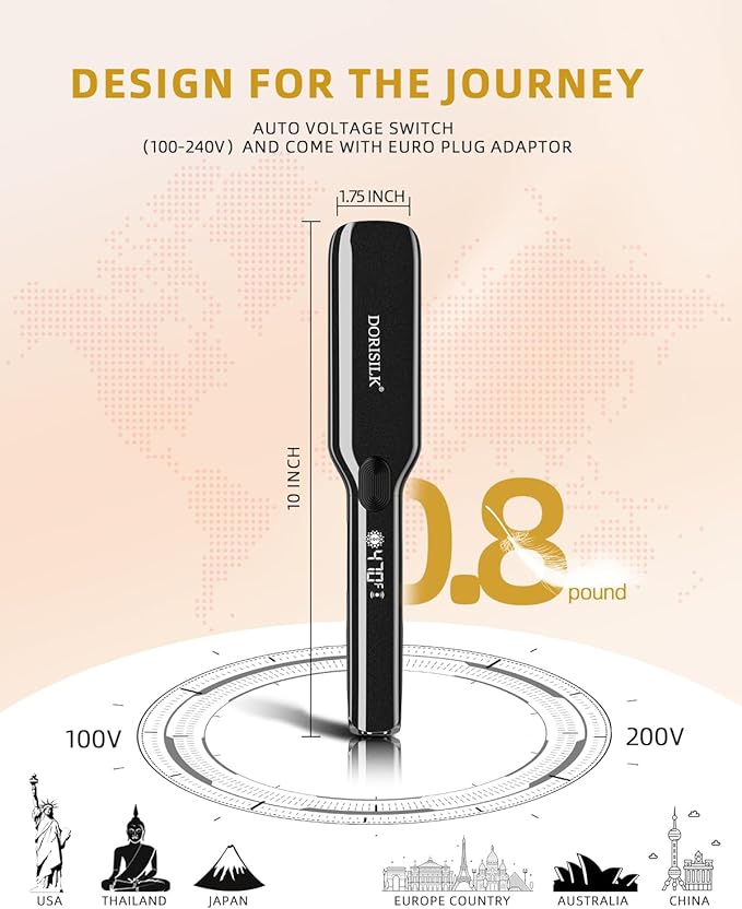 DORISILK 500 Degree Vibrating Ceramic Hair Straightener, 2 in 1 Hair Straightener and Curler, Plasma Flat Iron Get Frizz-Free Hair (500FWV)