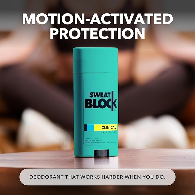 SweatBlock Deodorant Antiperspirant for Women & Men | 48 Hour High Degree Sweat & Odor Protection | Non Irritating Smooth Glide | Coastal Fresh Scent (1 Pack)