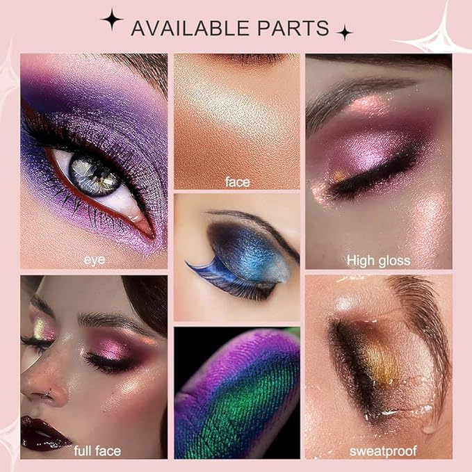 evpct Frost Blue to Purple Chameleon Multichrome Eyeshadow Palette, Glitter Shimmer Metallic Rainbow Holographic Eyeshadow Palette Makeup for Old Women, Gothic Eye Shadow Palette Makeup Highlighter