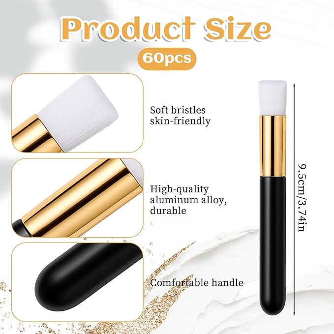 60 Pack Lash Brushes for Cleansing, Ultrafine Soft Bristles Shampoo Brush Makeup Brushes for Eyelash Extensions Lash Bath Nose Pore Deep Cleaning Brush Blackhead Remover Tool with Container - Black