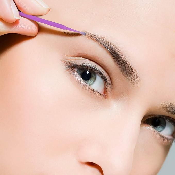 Cuttte 500PCS Disposable Micro Swabs for Eyelash Extension, Micro Applicators Eyelash Swabs for Makeup Application Purple (Head Diameter: 1.5mm)