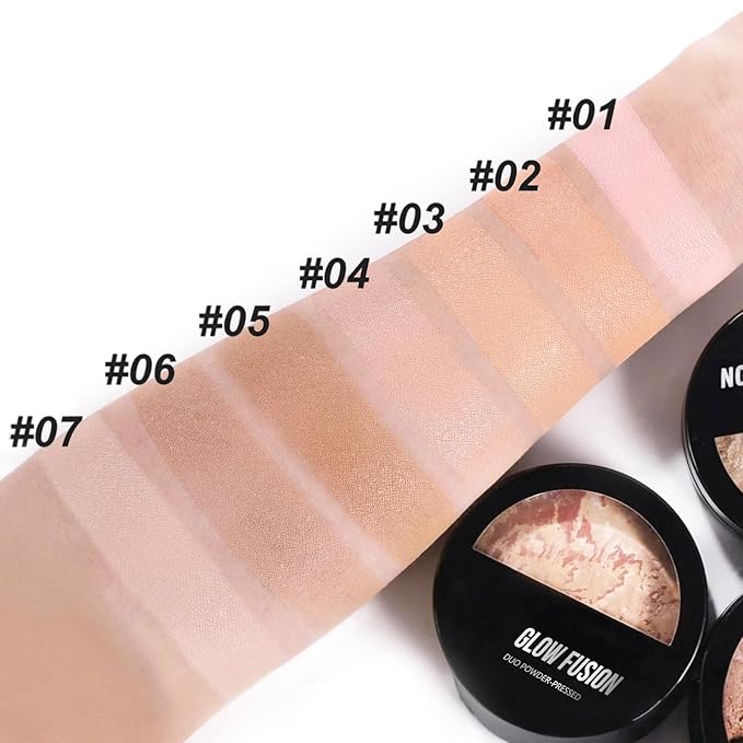 Baked Luminous Pressed Powder–Glow-Infused Foundation,Highlighter & Setting Powder in One–Color-Correcting,Oil-Control,Long-Lasting Coverage for All Skin Tones 03