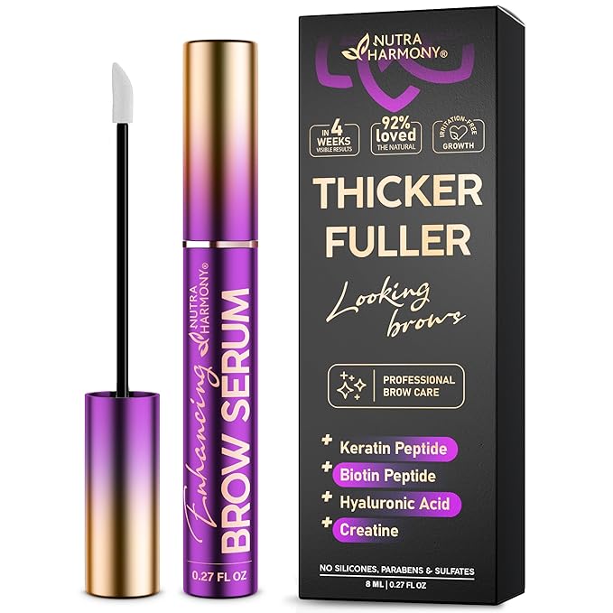 Brow Serum for Eyebrow Growth – Pro Growth Treatment with Keratin & Biotin Peptides – Hyaluronic Acid, Creatine & Castor Oil – No Prostaglandins, Vegan & Non‑Irritating for Fuller, Thicker Brows, 8ml