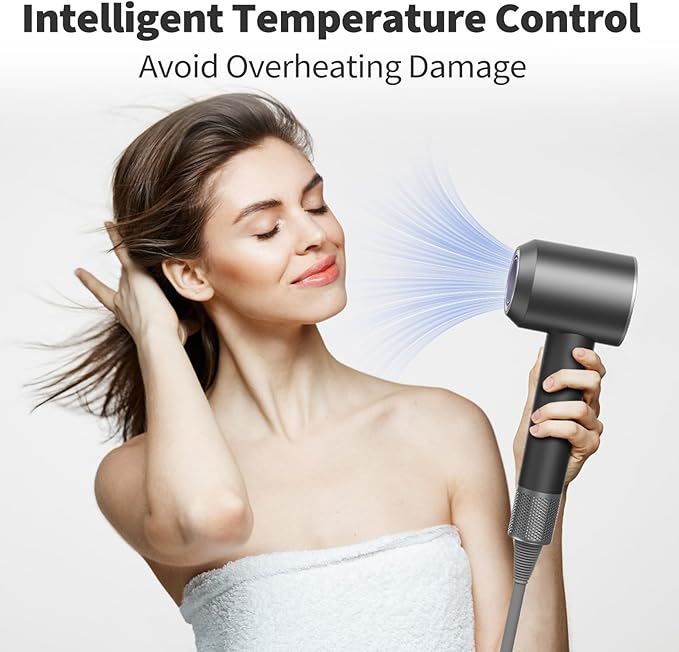 Hair Dryer - 110,000 RPM Professional Hair Dryer with Diffuser, Ionic Blow Dryer, 8 Wind Modes, Magnetic Nozzles, Fast Drying for All Hair Types - Ideal Christmas Gift for Women
