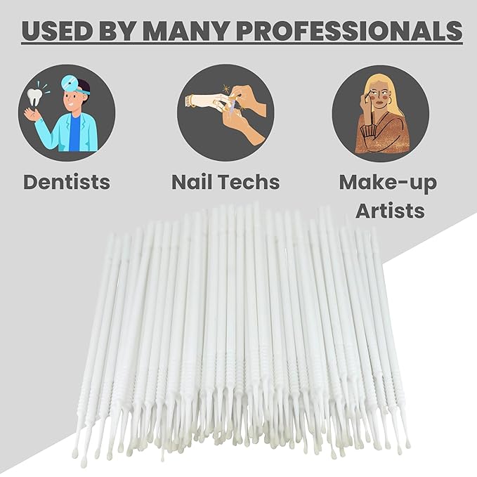 Disposable Micro Applicator Micro Brush for Makeup, Eyelash Extension, Lash and Mascara Application for Personal Care (100 Count (Pack of 1), White (S))