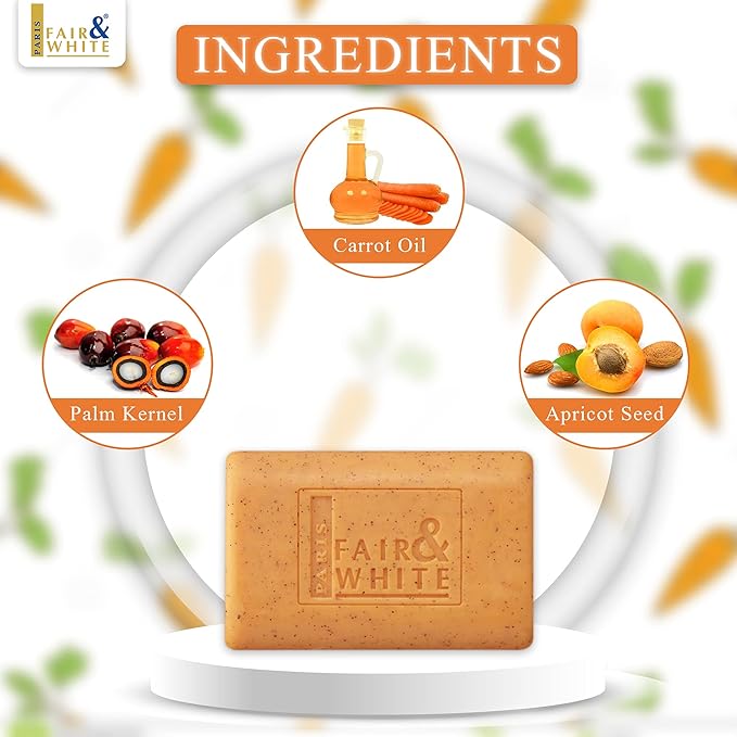 FAIR & WHITE Original Exfoliating Soap - Repairing & Nourishing, 200g / 7oz with Carrot Oil