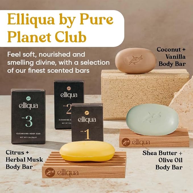 Elliqua Triple Milled Body Bar Soap – No.1 – Citrus & Herbal Musk – Made in USA – Vegan, Plastic-Free, Natural, Eco-Friendly, Long-Lasting, Cruelty-Free – No Parabens or Sulfates