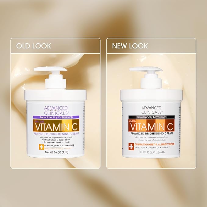 Advanced Clinicals Retinol Body Lotion + Brightening Vitamin C Lotion 2pc Skincare Set For Women & Men | Body Cream & Face Moisturizer Set Helps Improve The Look Of Dark Spots & Uneven Skin Tone, 2PC