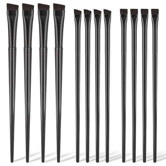 12 Pack Angled Eyeliner Brush Set Eyebrow Brushes, Flat Eyebrow Tint Brush, Ultra Thin Makeup Brush, Fine Slanted Eyebrow Brush Applicator, Eye Makeup Brush Applicator