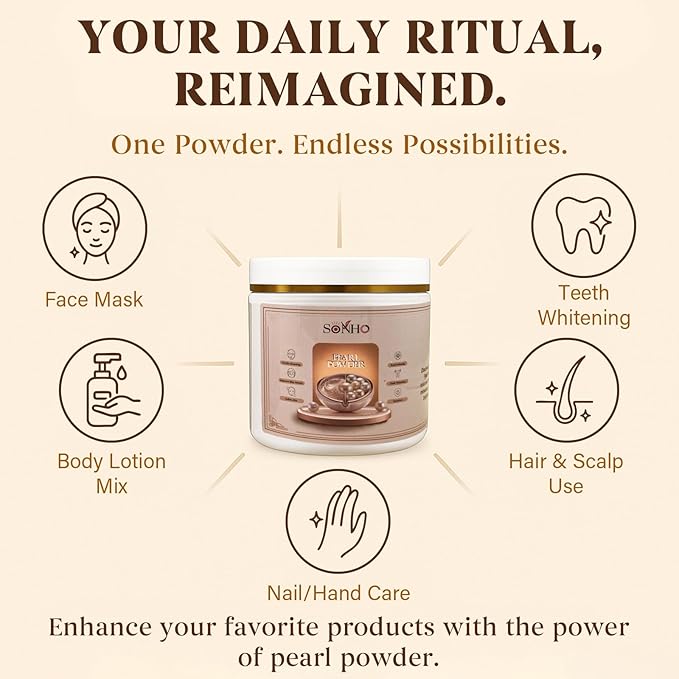 SONHO Freshwater Pearl Powder Organic, 200g100% Natural Pearl Powder,DIY Skincare —DIY Antioxidant, Deep Cleansing, Pore-Shrinking, Anti-Aging Mask