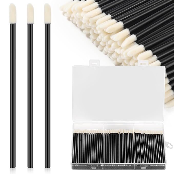 240 Pieces Disposable Lip Wands Lip Brushes,Lipstick Applicator Brushes Lip Gloss Wand,Soft Lint Free,Eyes & Lips Makeup Applicator Wands Tools（BLACK）