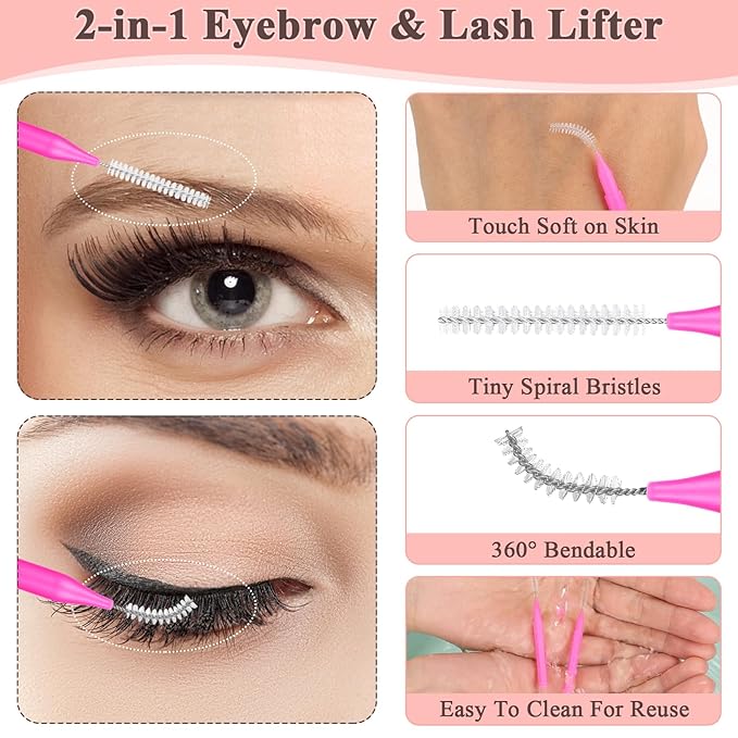 120 Pcs Micro EyeBrow Lash Brush with Cap - Professional Beauty Mini Spoolies for Makeup, Brow Lamination and Travel - Perfect for Makeup Artists/Starters, Beauty Lovers, and Gifting (Rose)