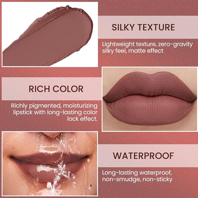 Matte Lip Liner – Sharpenable, Professional Waterproof & Smudge-Proof, Velvet Matte, Long-Lasting Color Lock, Daily Wear, Ideal for Bold & Chic Makeup Looks, Light Brown (Shade 06)