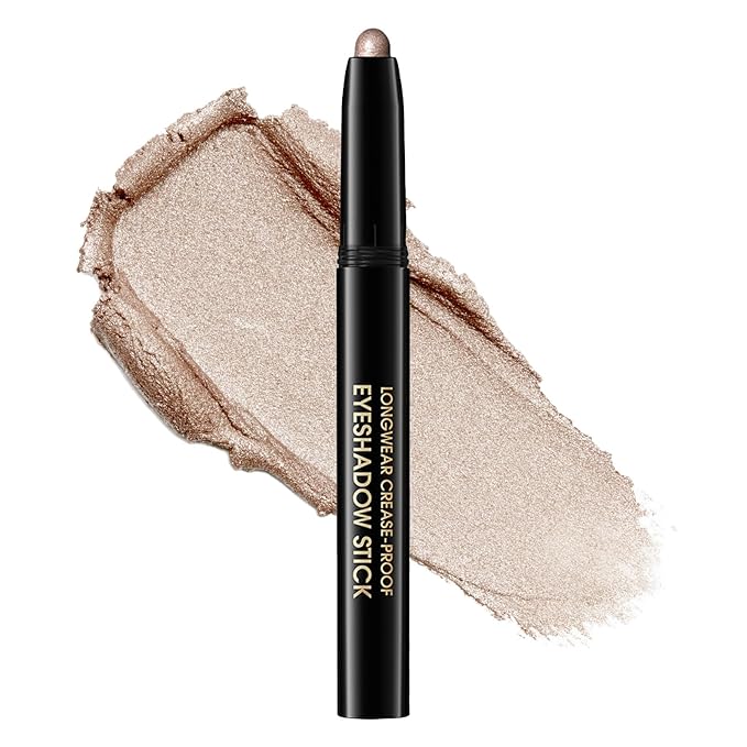 Eyeshadow Stick, Shimmer and Matte Cream Eye Shadow Brightener Sticks Eyeliner Pencil Crayon, Waterproof Long Lasting Eye Highlighter Stick Makeup,0.056 Oz(#9-Champagne)