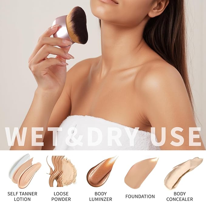 Extra Large Makeup Brush & Self Tanning Brush For Self Tanner，For Foundation，Arms And Legs makeup&Bronzer Blend, Body Makeup,Face&Back Makeup - Easy Use, Wet/Dry Use- Pink Rose Gold