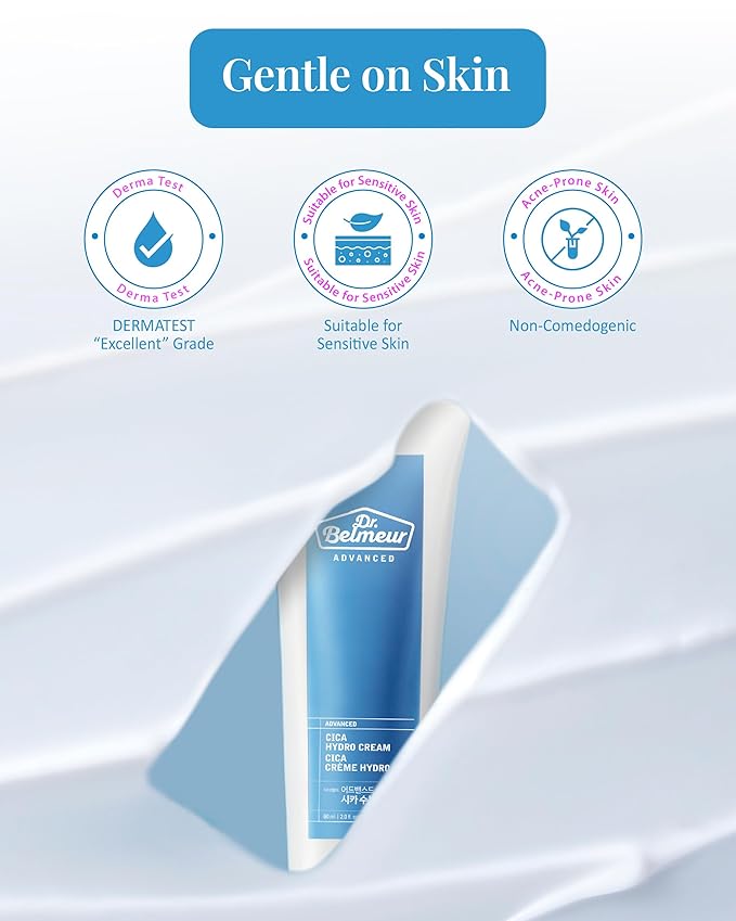 Advanced Cica Hydro Cream (2fl oz) - Soothing, Barrier-Strengthening Face Moisturizer for Sensitive Skin. Korean Skin Care. Centella Asiatica, Hyaluronic Acid.