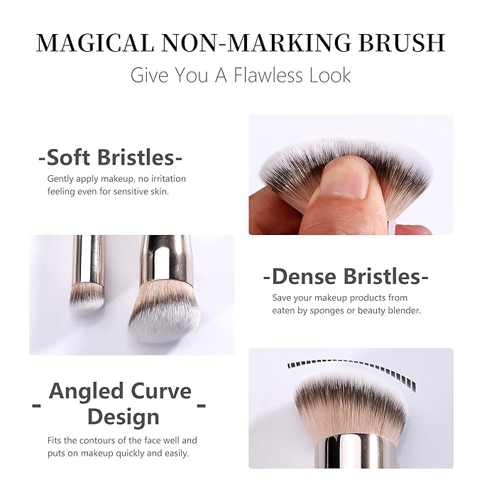 Concealer Brush, Dense Mini Angled Kabuki Brush for Blending Under Eye Concealer, Detailed Nose Contour, Setting Powder, Foundation and Eyeshadow (270)