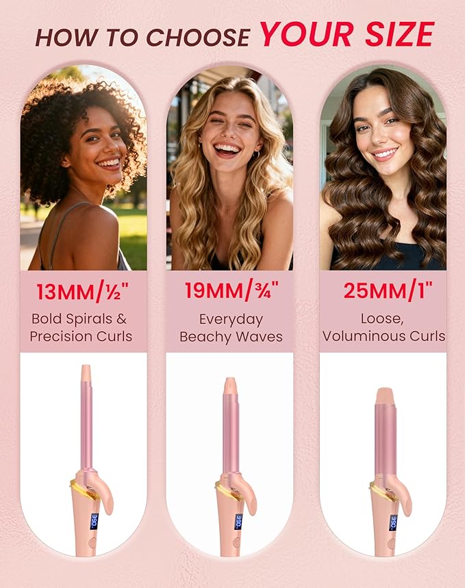 Ukliss Mini Curling Iron for Short Hair, Creates Perfect Tight Ringlets & Bangs, Fast Heat 30s, 5 Temp Settings, Dual Voltage, Auto Shut-Off & Anti-Scald Tip, Travel Friendly (Pink, 3/4 Inch)