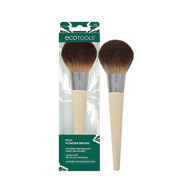 EcoTools Powder Brush, Fluffy Makeup Brush For Loose & Pressed Powder, Best For Setting Makeup, Large Brush Head With Soft, Synthetic Bristles, Eco-Friendly & Cruelty-Free, 1 Count