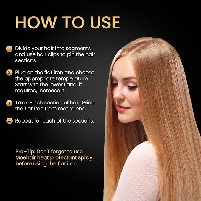MOEHAIR Professional Titanium Ionic Flat Iron Hair Straightener for Straightening, Waving, Curling, & Flip | 1.5" Ceramic Floating Plates | Adjustable Temperature | Auto Shut Off | for All Hair Types
