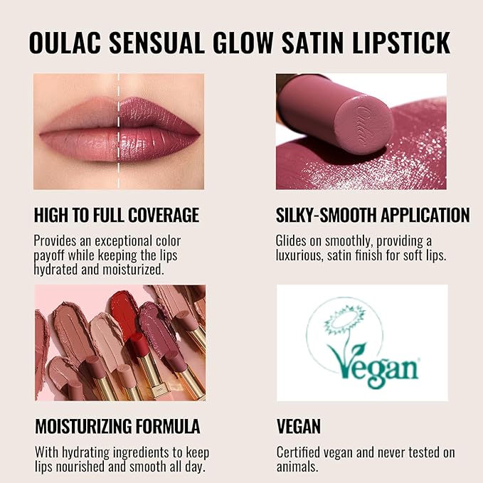Oulac Plum Lipsticks for Women, Burgundy Matte Lipstick, Full Coverage Lip Color, Satin Matte Finish, Cream Texture, Hydrating, Infused with Hyaluronic Acid, Vegan & Clean Beauty 4g SG08 Bianca