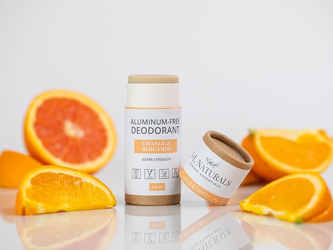 J&L Naturals Aluminum Free Deodorant for Men & Women | 100% Natural Ingredients With Coconut Oil, Shea Butter, & Essential Oils | Sustainable, Eco-Friendly (Orange & Bergamot, 3.0 Oz (Single))