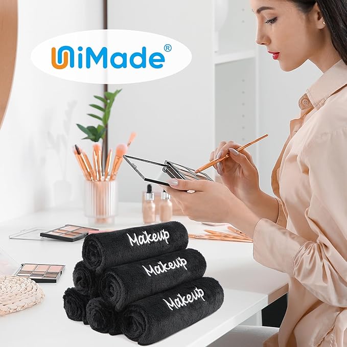 Makeup Remover Cloth, 12 Pack Black Facial Wash Cloths, Soft Coral Fleece Microfiber Towels for Face, Hand, and Bathroom(13" x 13")