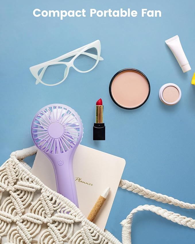 Portable Mini Fan - Powerful Personal Handheld Fan with 3 Speeds, Cute and Small, USB Rechargeable for Travel/Lash/Makeup/Outdoor/Home,Purple