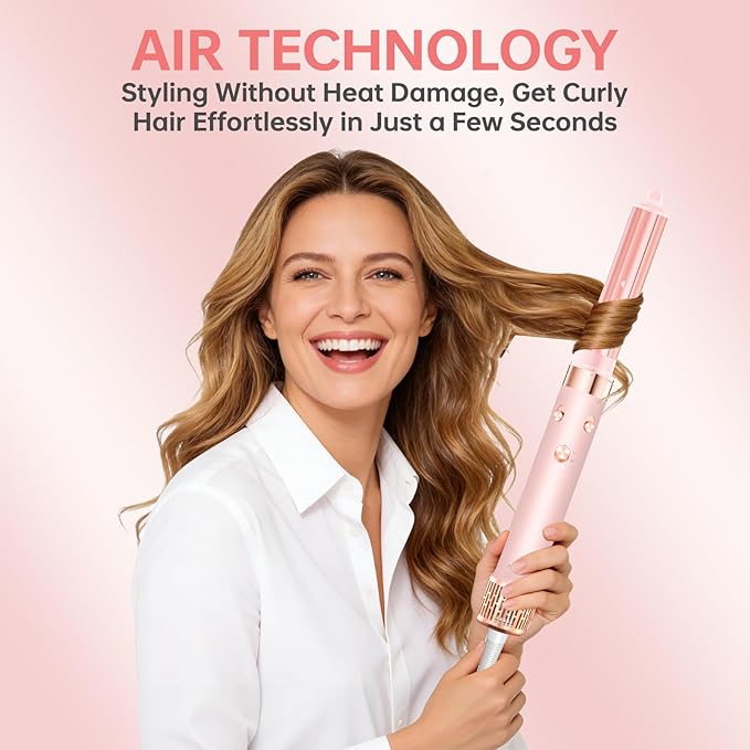 6 in 1 Professional Hot Air Styler & Powerful Hair Dryer Brush & Auto Wrap Curlers 110,000 RPM Brushless Motor • Styling Without Heat Damage • Fast Drying Curling Volumizing Straightening, 1400W