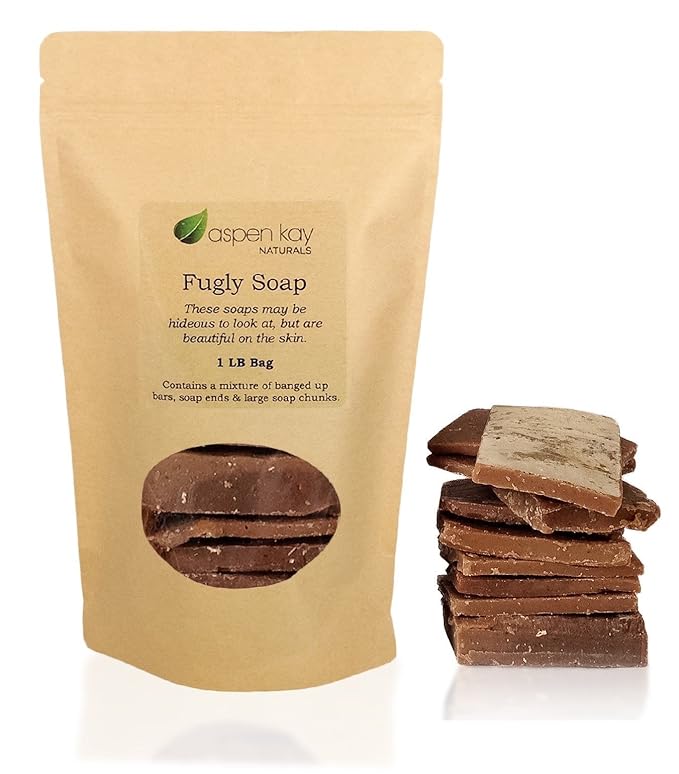 Aspen Kay Naturals - 1 Pound Bag of Fugly Soap, a Mixture of Dented & Imperfect Soap Bars, Soap Ends & Chunks. Natural & Organic Ingredients. (Oatmeal Milk & Honey)