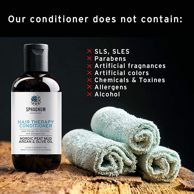 Psoriasis Conditioner - Peat Mud Treatment for Thin, Dry and Damaged Hair. Best Hypoallergenic Minerals with Argan & Olive Oil for Silky Hair. Paraben, Sulfate Free. 8.45 oz