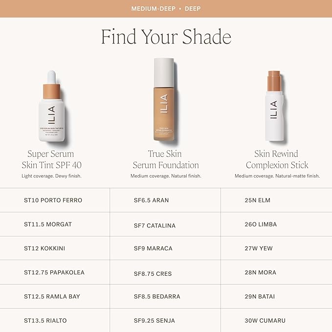 ILIA - Skin Rewind Complexion Stick - Foundation + Concealer + Skincare | Non-Toxic, Vegan, Cruelty-Free, Clean Makeup (29N - Batai, 0.35 oz | 10 g)