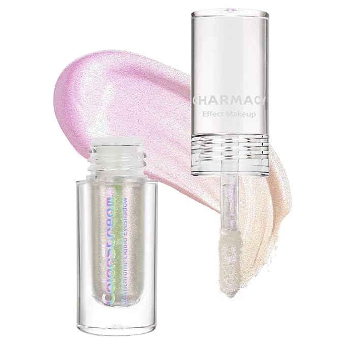 CHARMACY Liquid Duochrome Eyeshadow, Multi-Dimensional Eye Looks, Long Lasting Glitter Eye Shadow Sets Metallic Pigments, Quick Drying, Sparkling Shiny Eye Makeup for Beginners, 1.6g (#15)