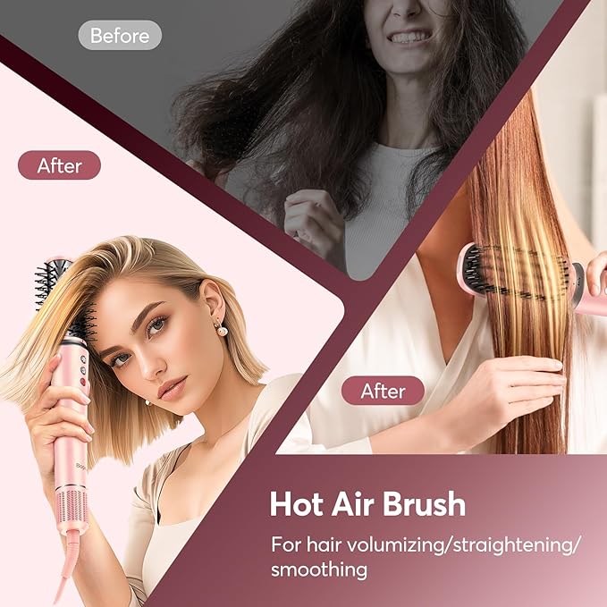 5 in 1 Air Wrap Hair Styler with Travel Bag- Professional Frizz-Free Auto Wrap Curler, High-Speed Hair Dryer, Straightening & Blow Dryer Brush for Multiple Styling, No Heat Damage, Gift for Women