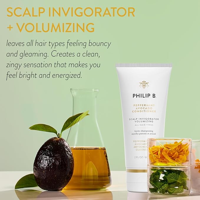PHILIP B Peppermint Avocado Conditioner, 2 fl. oz. (60 ml) - Adds Volume to Hair While Peppermint Oil and Eucalyptus Invigorates the Scalp With a Tingly Sensation