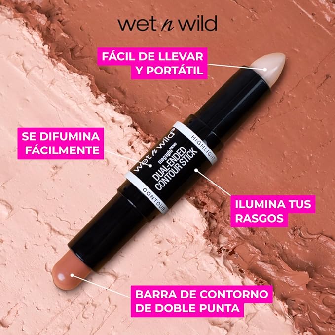 wet n wild MegaGlo Dual-Ended Contour Stick Medium/Tan, Cruelty-Free
