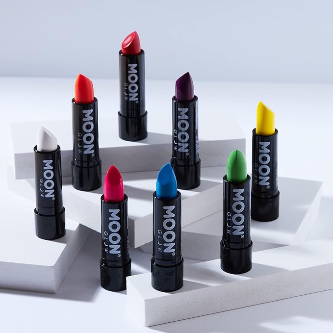 Moon Glow - Blacklight Neon UV Lipstick 0.16oz Set of 16 colours (Pastel & Intense) – Glows brightly under Blacklights/UV Lighting!