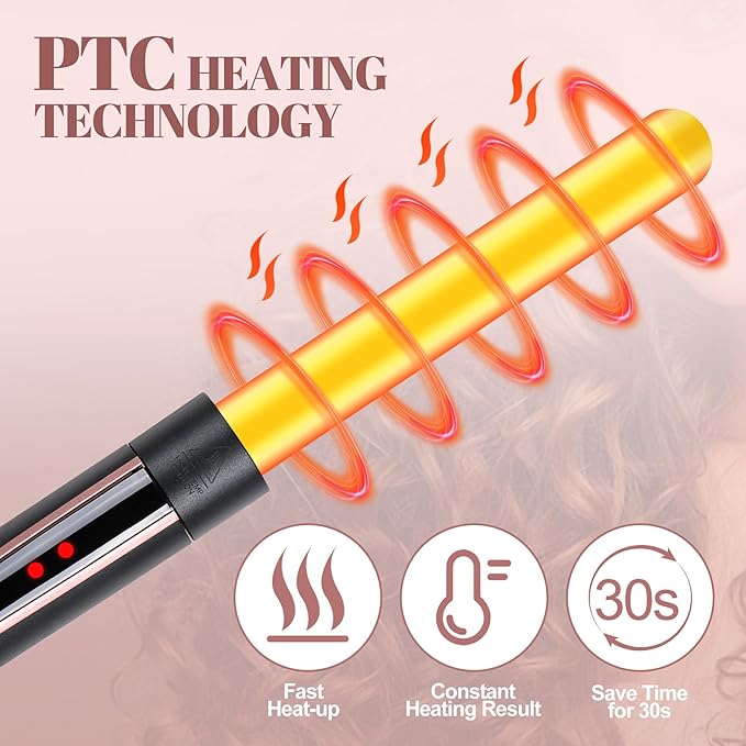 5-in-1 Curling Iron Set, Curling Wand with 3 Barrel Hair Crimper Iron and Interchangeable 4 Curling Irons, Dual Voltage Hair Waver with 2-LED Temp Control for All Hair Types, Glove & 2 Clips