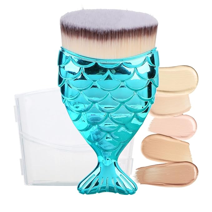 UNIMEIX Sunscreen Brush for Face Kabuki Brush Sunscreen Applicator for Kids Foundation Makeup Brushes for Liquid Foundation Powder Cream Contour Buffing Stippling Blending (Cyanblue)