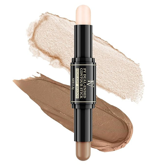 FV 2-IN-1 Contour and Highlighter Stick, Long Lasting and Blendable, Natural Finish, Face Shaping Makeup for Women (02 Light/Medium, 9.5g)
