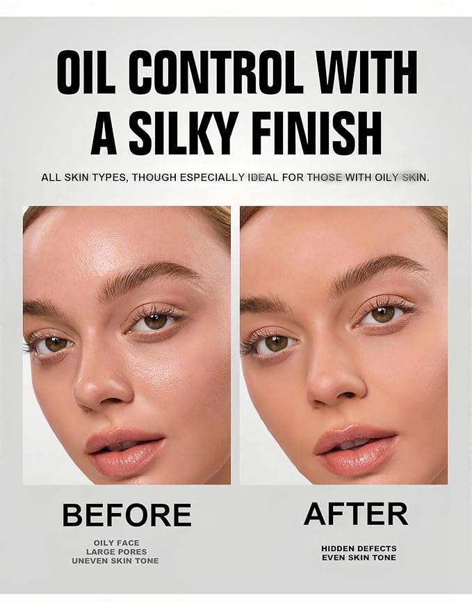 MAEPEOR Baked Setting Powder Brighten Color Correcting Powder Foundation Natural Smooth Lightweight Oil-Control Pressed Foundation (06 Deep)